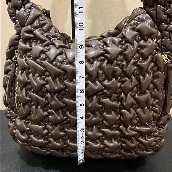 Sondra Roberts | Chocolate Brown Quilted Hobo Bag - Picture 14 of 15